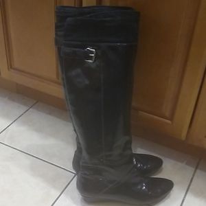 Via Spiga Knee High Black Patent Leather Boots 9M